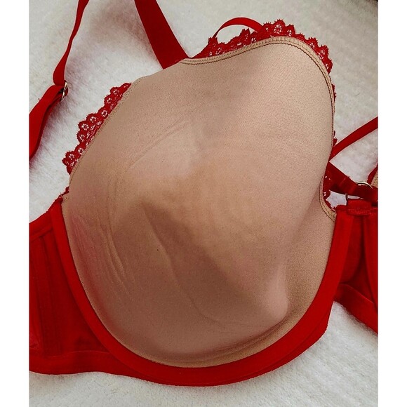 Adore Me Bra 40H Deep Red Cage Straps Lined Underwire Lace Trim EUC Style LP1761 - Picture 10 of 10